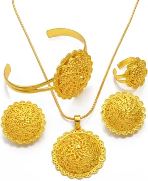 Ethiopian Jewelry Set for Women - Traditional Necklaces, Earrings, Rings, Bracelets - Eritrean Wedding Gifts and Dowry