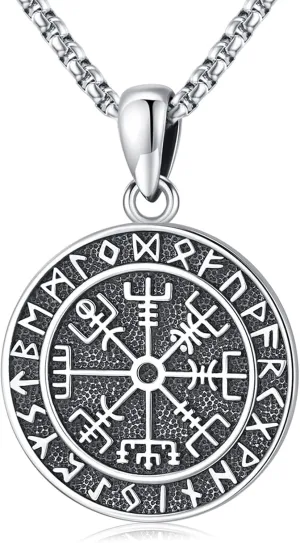 Eusense Viking Jewelry for Men Women Sterling Silver 925 Mjolnir Thors Hammer Pendant Celtic Cross Necklace Wolf Odin Raven Freya Goddess Norse Pagan Compass Vegvisir Yggdrasil Nordic Viking Necklaces Gifts