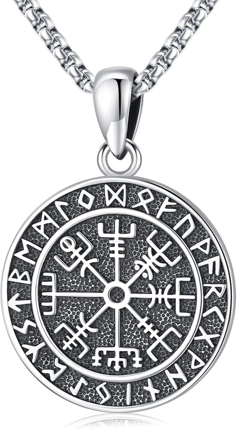 Eusense Viking Jewelry for Men Women Sterling Silver 925 Mjolnir Thors Hammer Pendant Celtic Cross Necklace Wolf Odin Raven Freya Goddess Norse Pagan Compass Vegvisir Yggdrasil Nordic Viking Necklaces Gifts