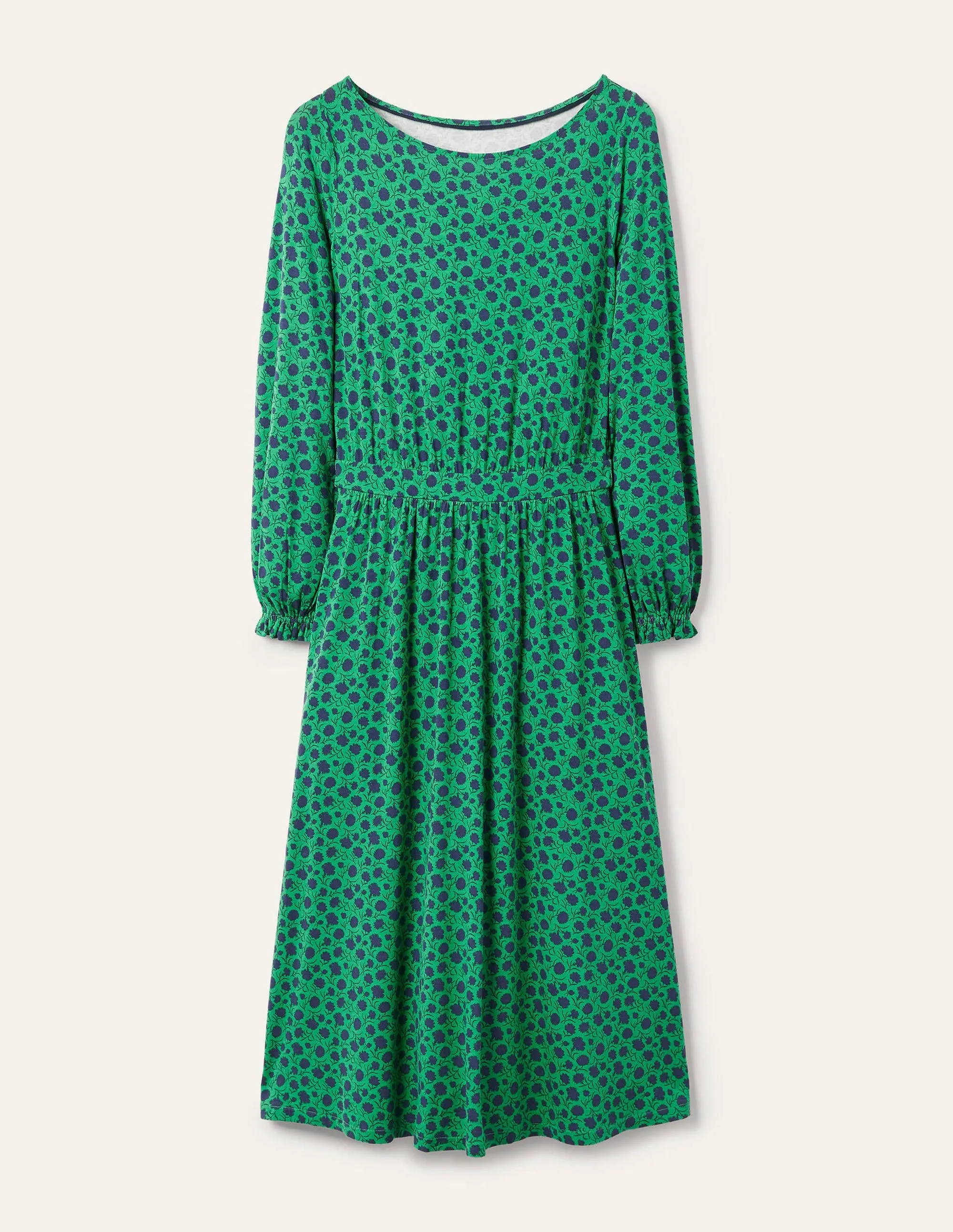 Evelyn Jersey Midi Dress-Sapling, Leafy Bud