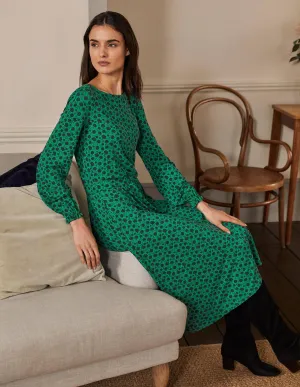 Evelyn Jersey Midi Dress-Sapling, Leafy Bud