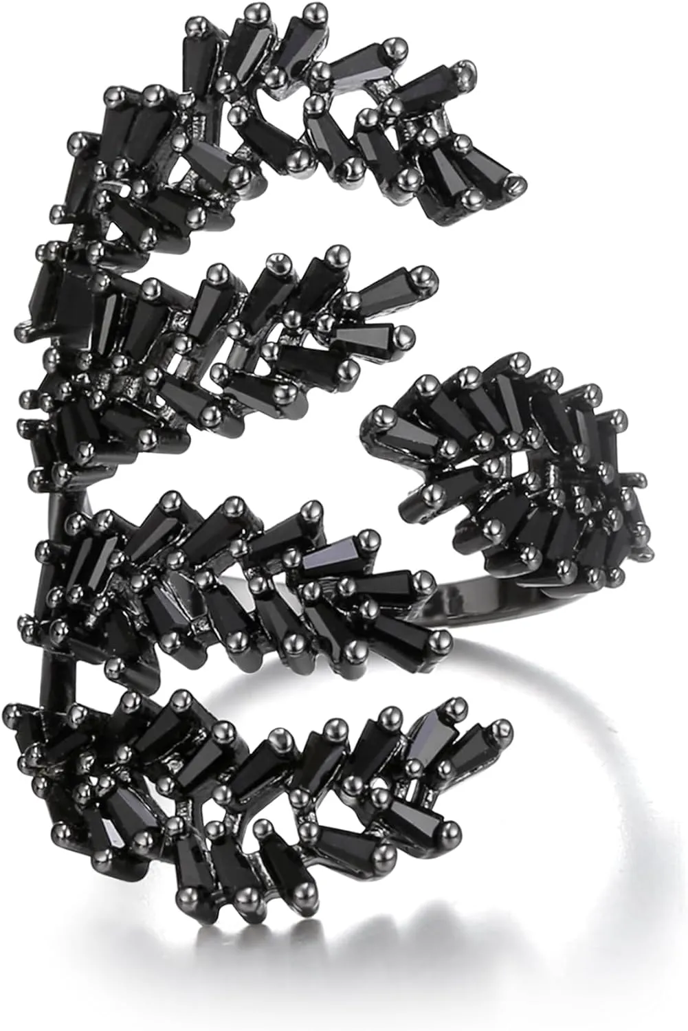 EVER FAITH Fashion Cocktail Statement Rings Black Cubic Zirconia Gothic Crystal Costume Adjustable Ring for Party Prom Delicate Free Size Finger Jewelry Accessories for Women