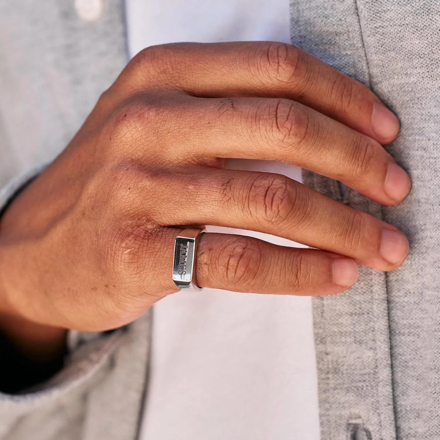 EVE'S ADDICTION Custom Engraved Signet Ring for Men, Stainless Steel - Personalized Men's Ring - Gifts for Dad