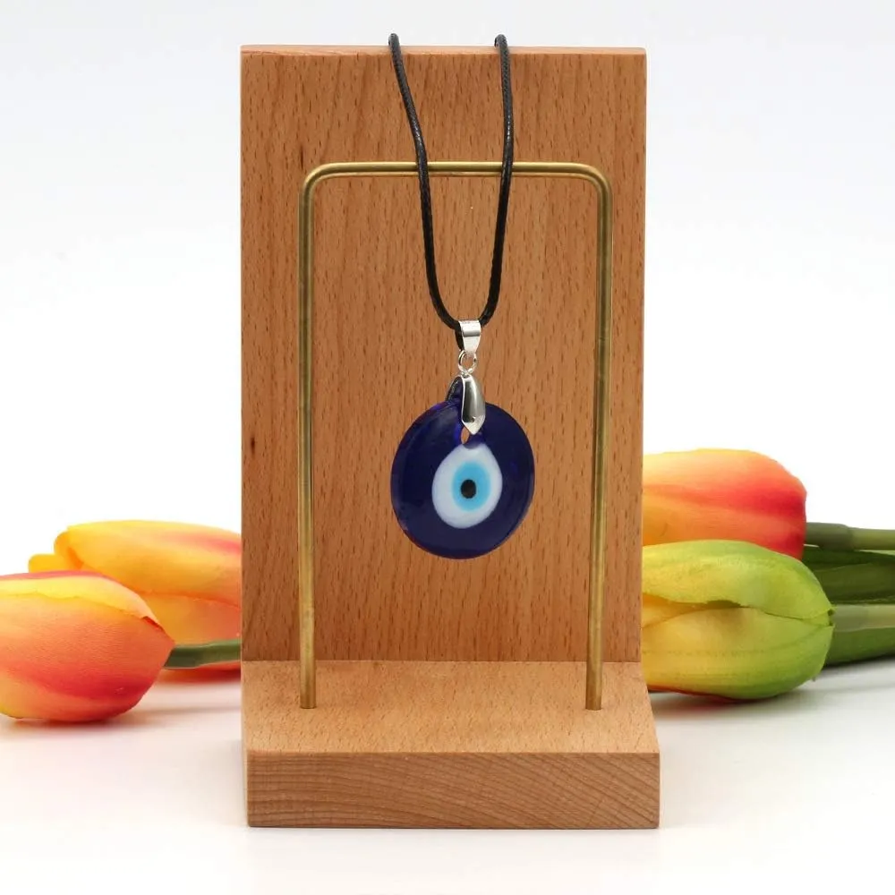 Evil Eye Necklace Turkish Blue Glass Leather Rope Evil Eye Necklace for Women Men Lucky Protection Jewelry