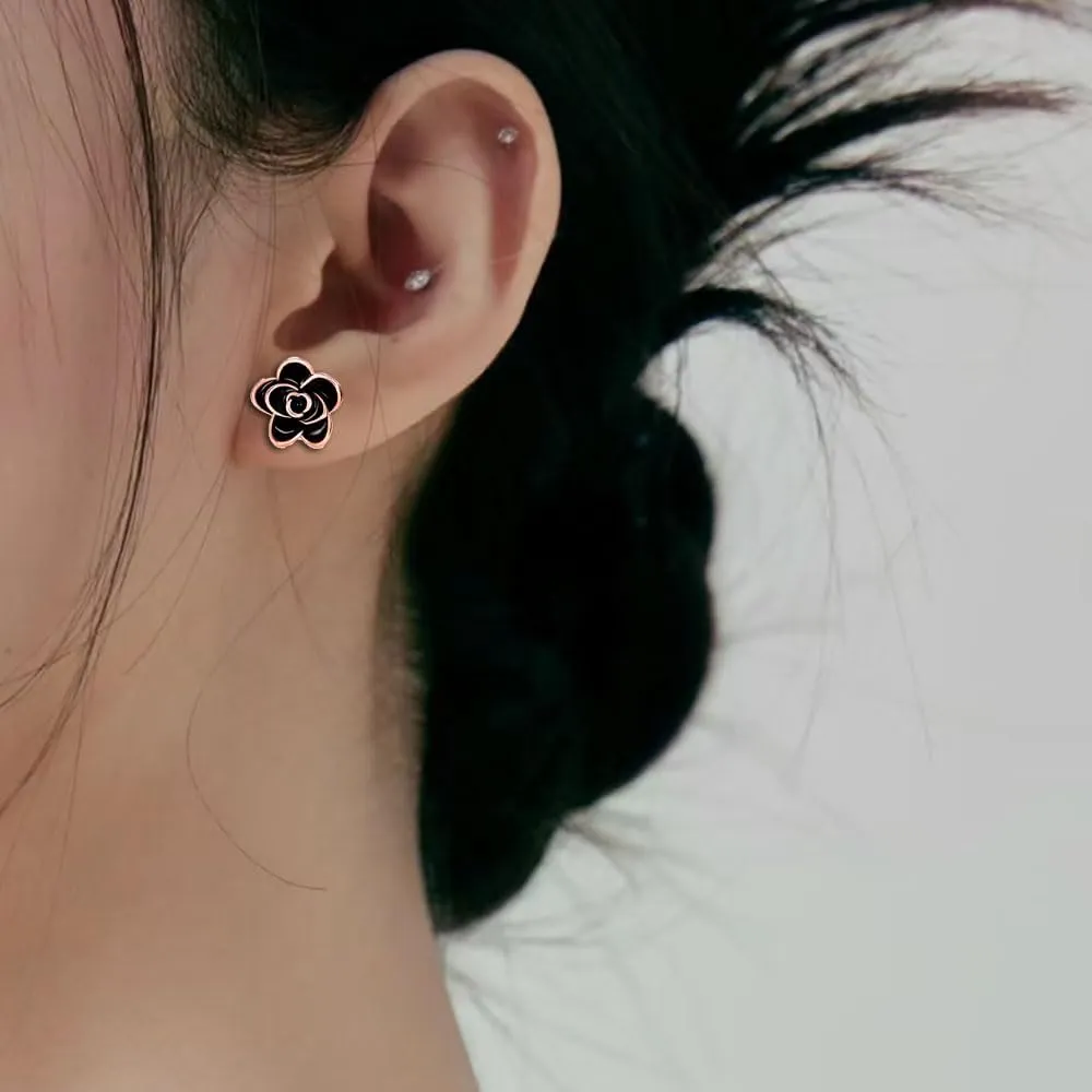exquisite cherry blossom colored women's flower earrings set with cubic zirconia S925 sterling silver needle earrings are hypoallergenic and suitable for holiday jewelry gifts