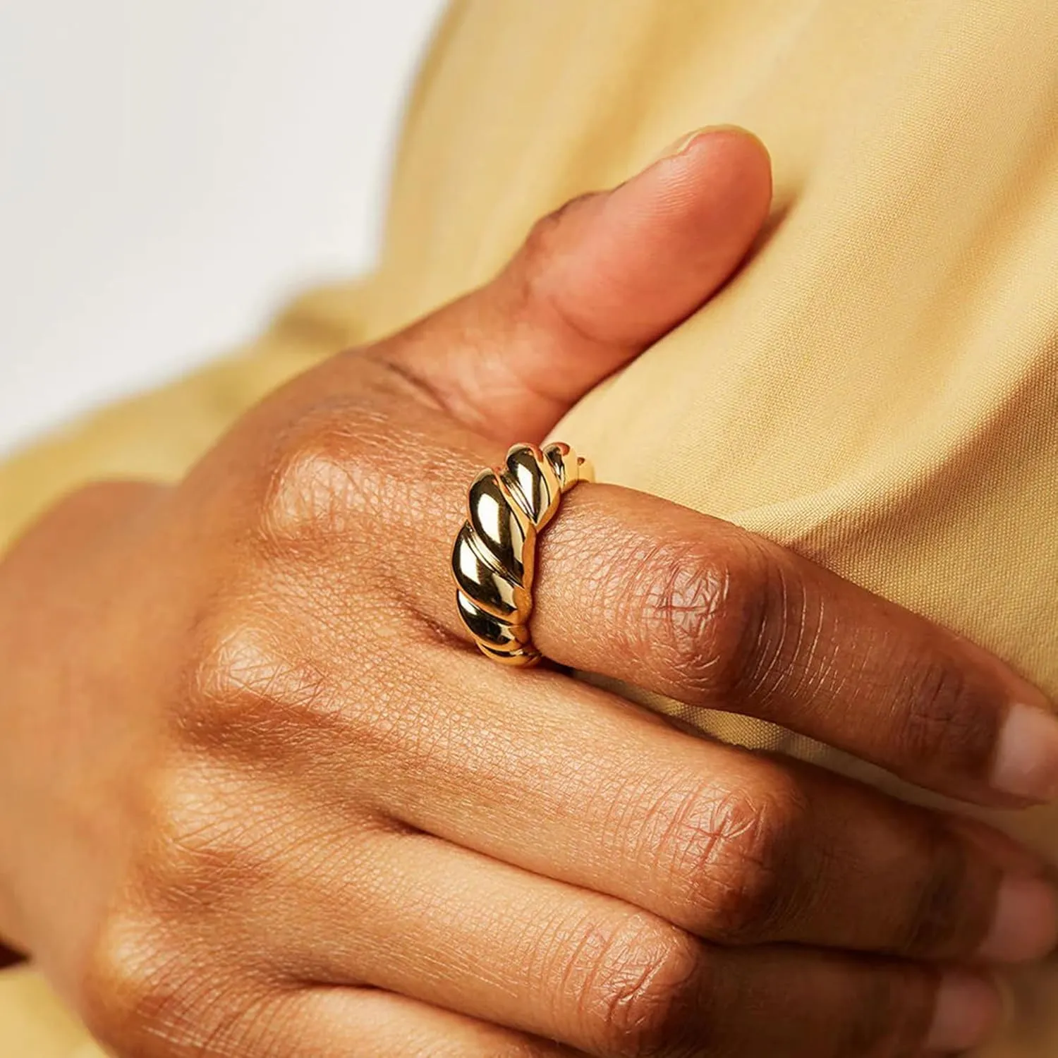 F ME 10 PCS Gold Rings Set for Women Non Tarnish, 18K Gold Plated Chunky Stackable Rings, Statement Stacking Womens Ring Pack