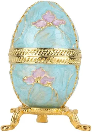 Faberge Style Egg Painted Enameled Easter Egg Vintage Style Jewelry Organizer Trinket Box Decoration Gift Egg Collectible Case