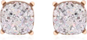Faceted Jewel Statement Stud Earrings - Cushion Cut Square Glitter (Cushion Square Glitter - Silver)