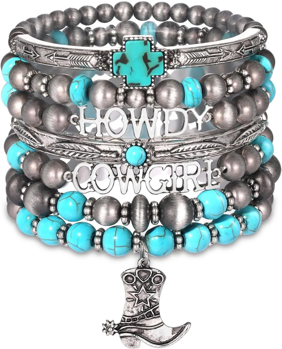 FAERLIIRY Turquoise Bracelet Western Bracelets Stackable Bracelet Handmade Gemstone Bangle for Women Christmas Birthday Gift