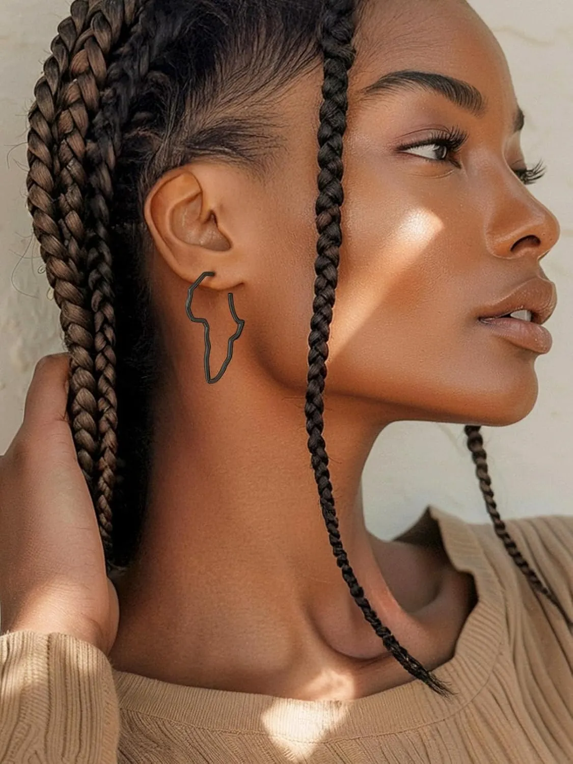 FaithHeart African Earrings for Women, 14K Gold Plated Stainless Steel Large Hoop Earrings Hypoallergenic Lightweight Huggie Hoops Womens Jewelry with Gift Box