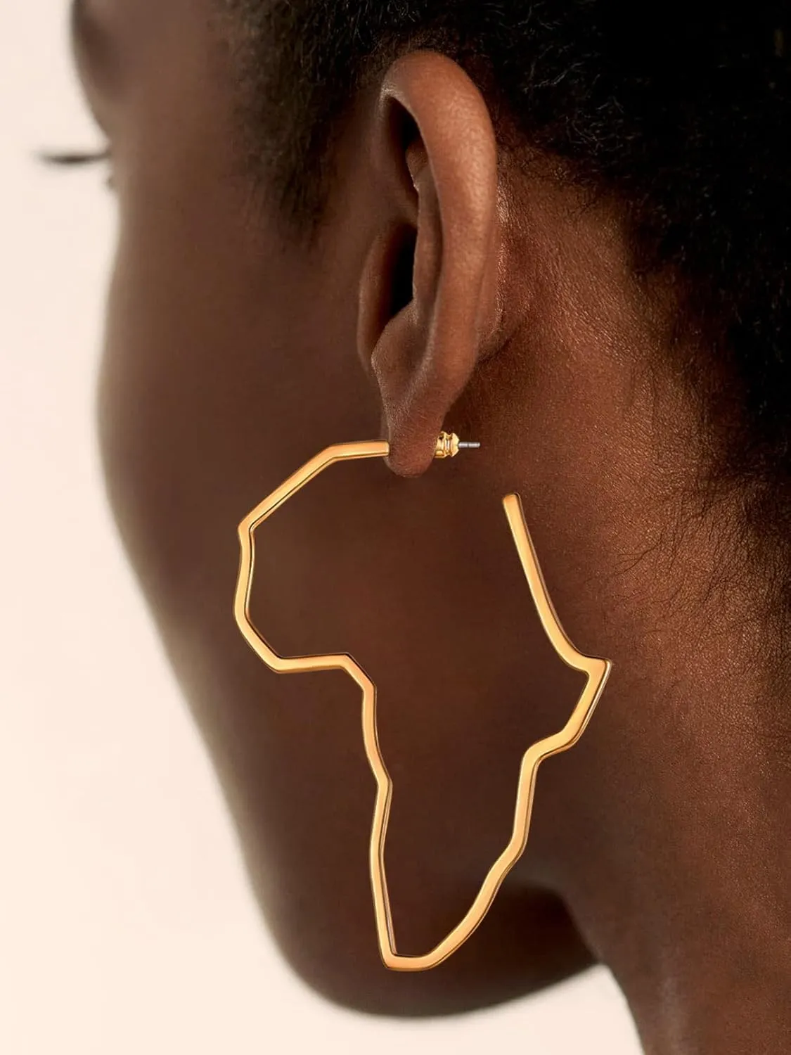 FaithHeart African Earrings for Women, 14K Gold Plated Stainless Steel Large Hoop Earrings Hypoallergenic Lightweight Huggie Hoops Womens Jewelry with Gift Box