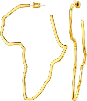 FaithHeart African Earrings for Women, 14K Gold Plated Stainless Steel Large Hoop Earrings Hypoallergenic Lightweight Huggie Hoops Womens Jewelry with Gift Box
