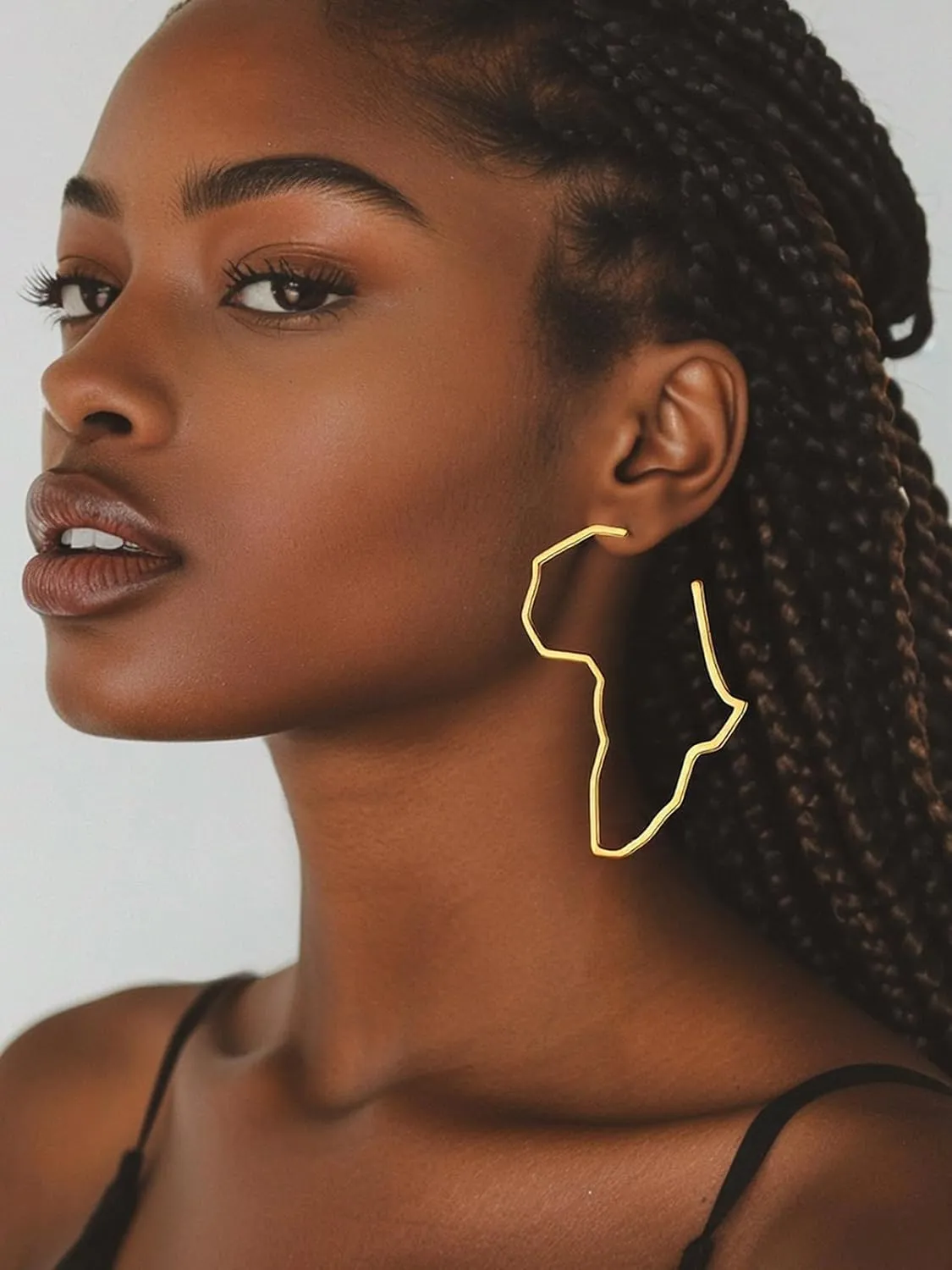 FaithHeart African Earrings for Women, 14K Gold Plated Stainless Steel Large Hoop Earrings Hypoallergenic Lightweight Huggie Hoops Womens Jewelry with Gift Box