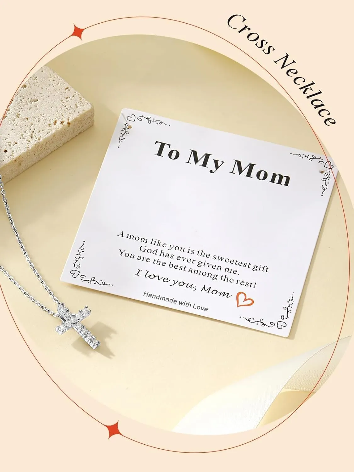FaithHeart Dainty Silver Cross Necklace for Women with Message Card - Stainless Steel Christian Faith Pendant Necklaces Gifts for Mom Wife Daughter, Birthday Jewelry Gift for Her
