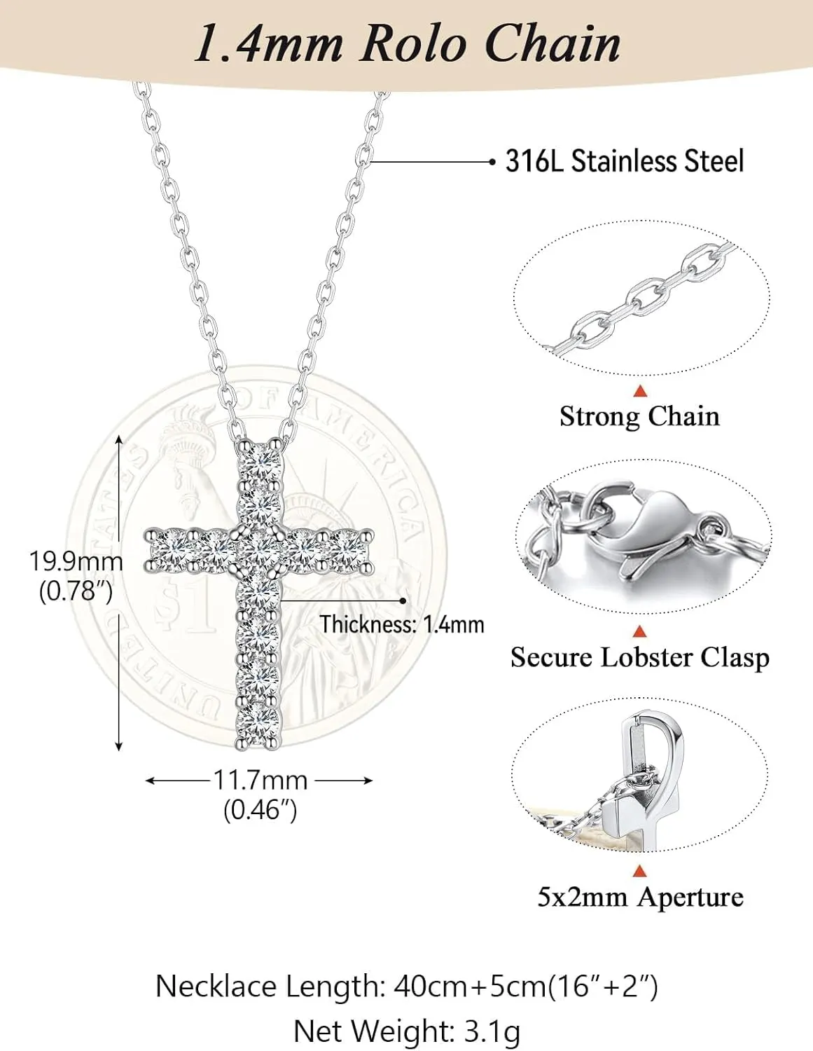 FaithHeart Dainty Silver Cross Necklace for Women with Message Card - Stainless Steel Christian Faith Pendant Necklaces Gifts for Mom Wife Daughter, Birthday Jewelry Gift for Her