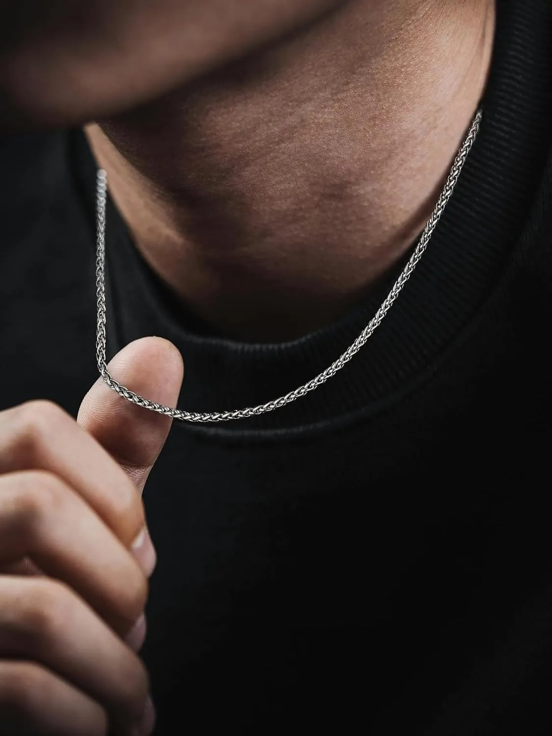 FaithHeart Stainless Steel Chains for Men, Silver/Black/14K Gold Plated Snake/Wheat/Box/Rope/Rolo Chain Necklace 16-30 Inches with Delicate Gift Box