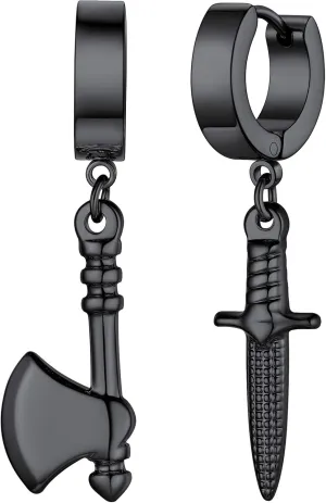 FaithHeart Womens Black Hoop Earrings Stainless Steel Huggie Hoop Earrings for Women Lightweight Drop Dangle Earrings with Gift Box