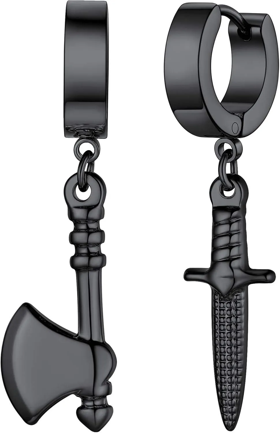 FaithHeart Womens Black Hoop Earrings Stainless Steel Huggie Hoop Earrings for Women Lightweight Drop Dangle Earrings with Gift Box