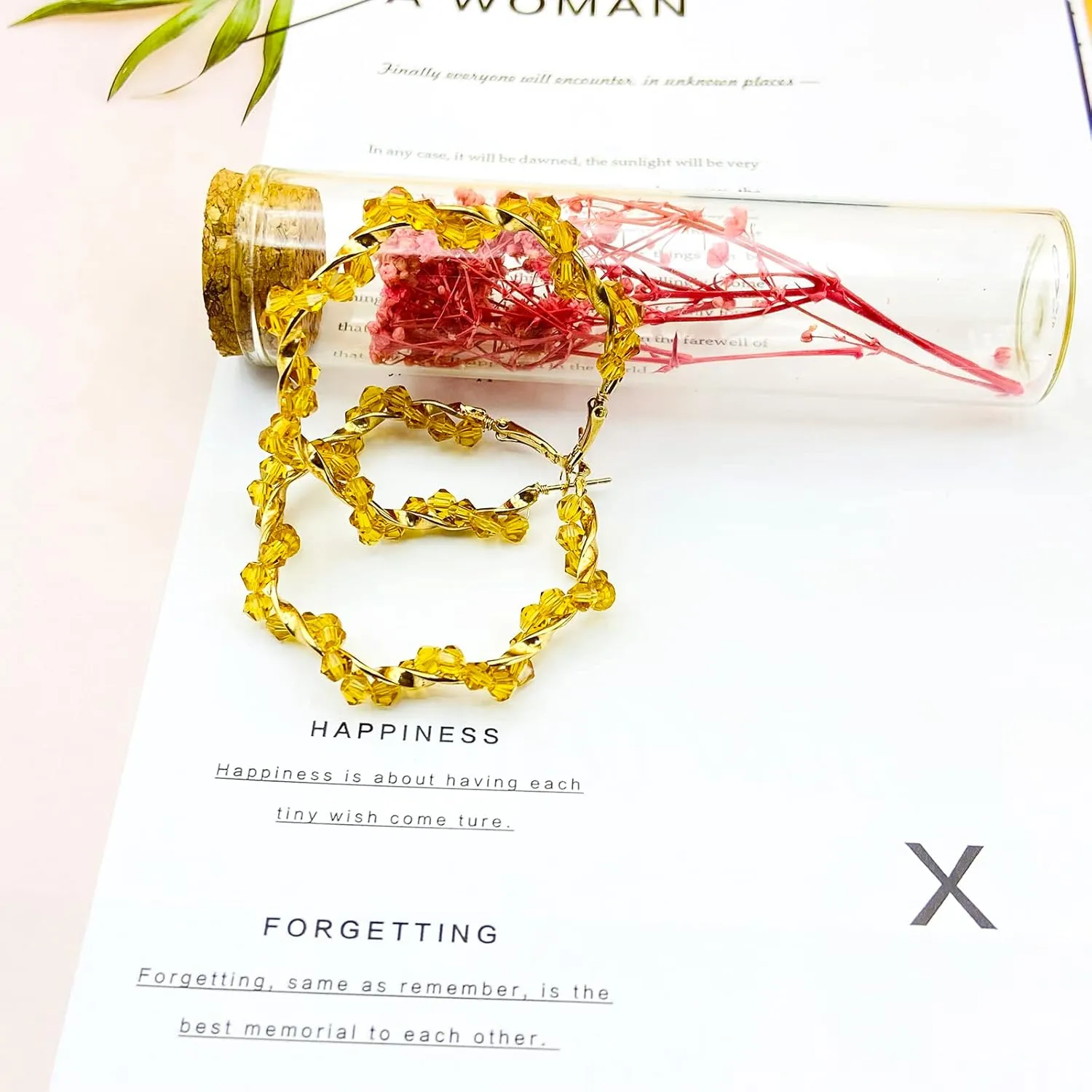 Fashion Crystal Hoop Earrings Women's Gold Plated Crystal Hoop Earring Bohemian Colorful Rainbow Crystal Wrapped Hoop Dangle Earrings for Women Dainty Trendy Hypoallergenic Big Studs Earrings Jewelry