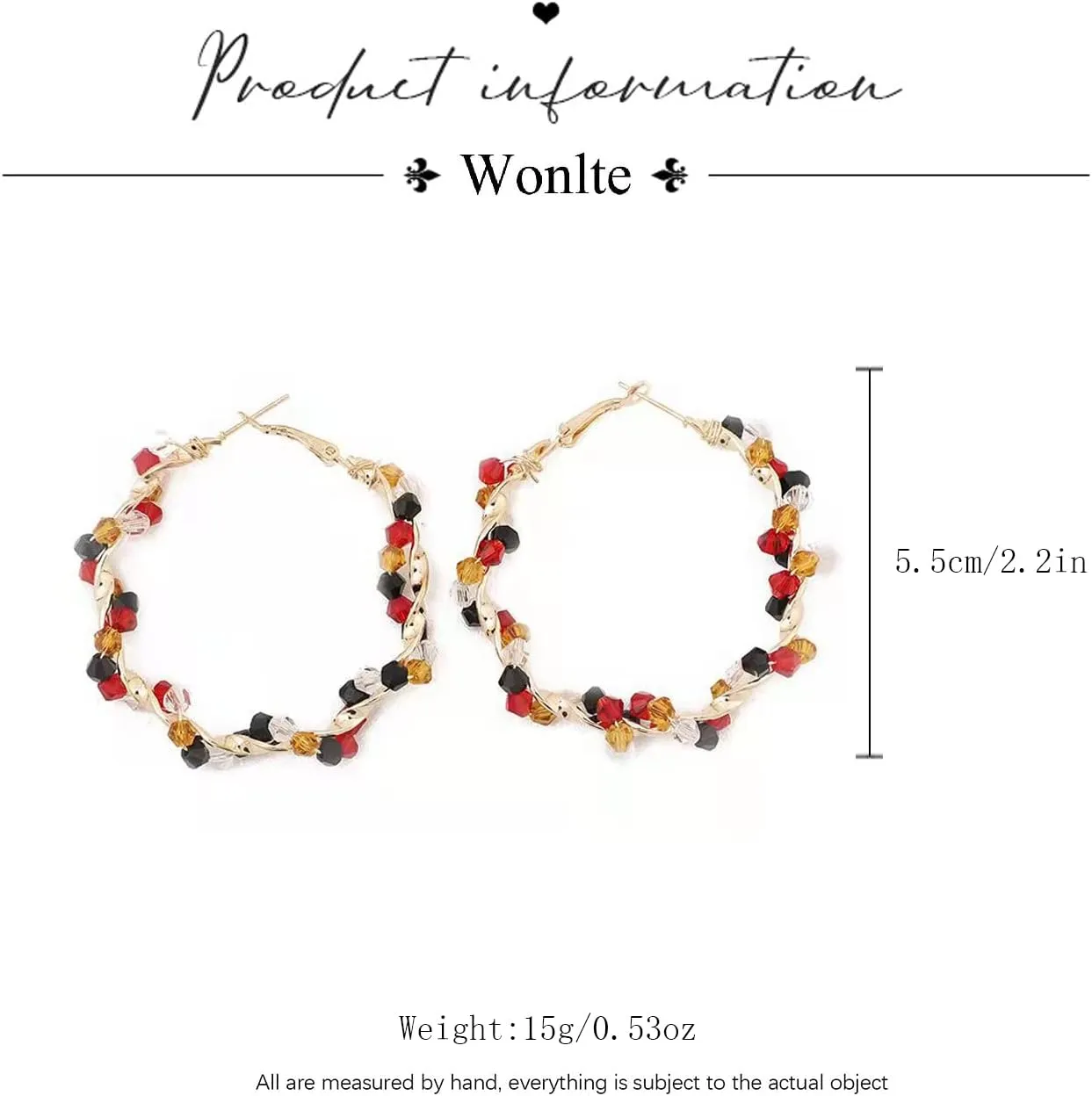 Fashion Crystal Hoop Earrings Women's Gold Plated Crystal Hoop Earring Bohemian Colorful Rainbow Crystal Wrapped Hoop Dangle Earrings for Women Dainty Trendy Hypoallergenic Big Studs Earrings Jewelry