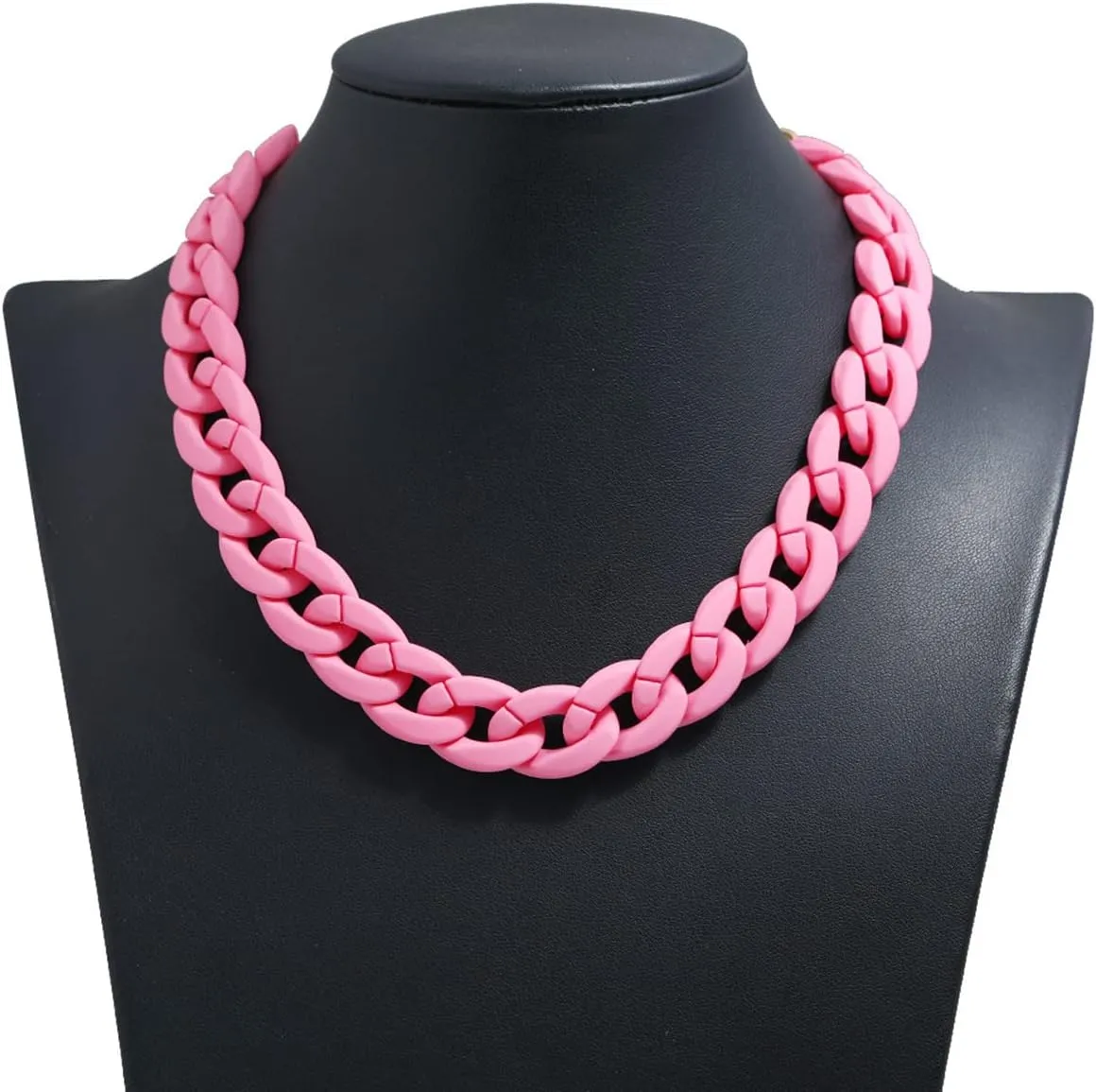 Fashion Multicolor Acrylic Figaro Chain Necklace Cuban Thick Chunky Resin Link Curb Chain Necklace for Women Girl Party Festival Jewelry