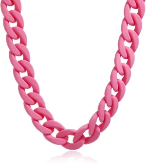 Fashion Multicolor Acrylic Figaro Chain Necklace Cuban Thick Chunky Resin Link Curb Chain Necklace for Women Girl Party Festival Jewelry