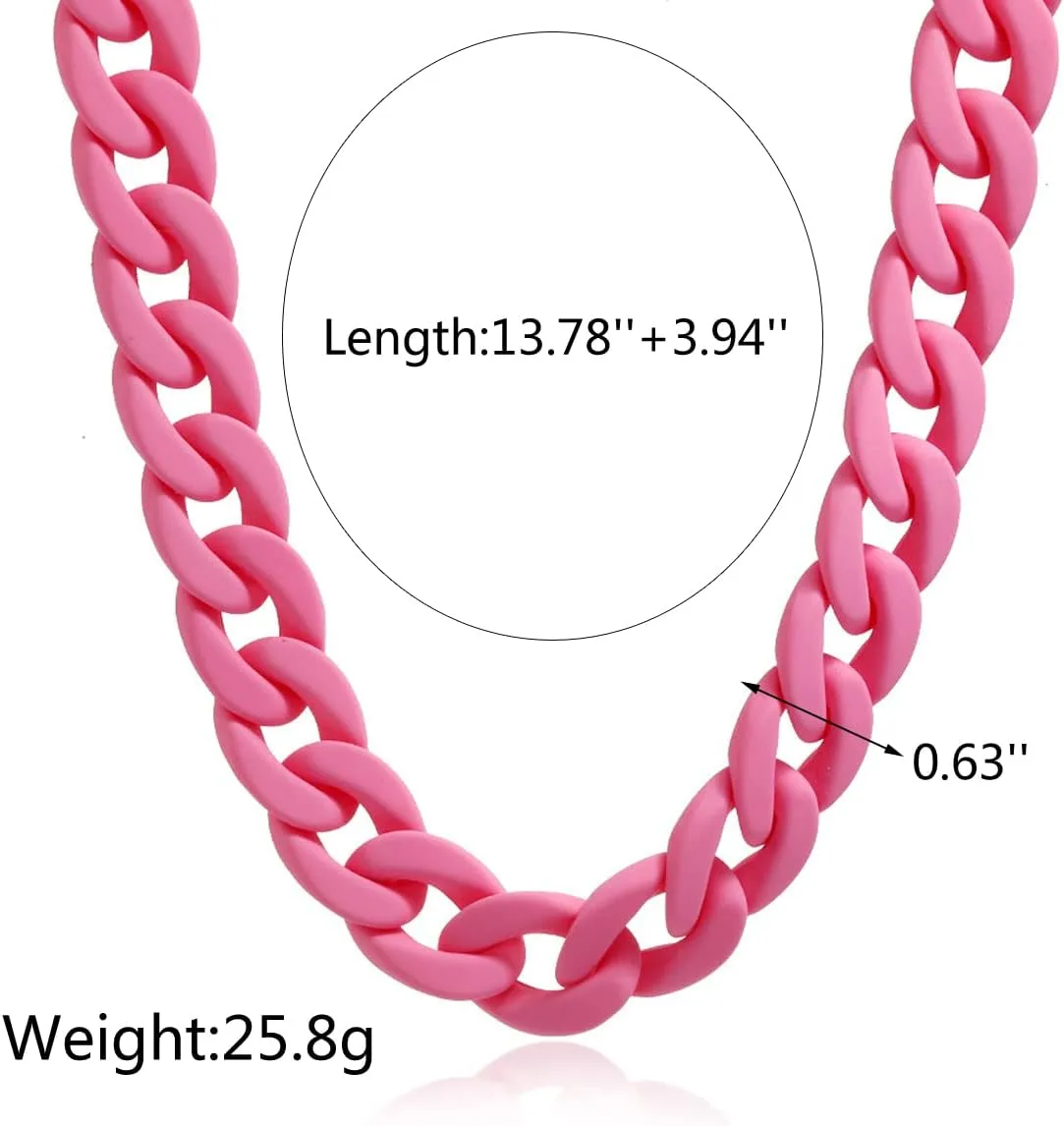 Fashion Multicolor Acrylic Figaro Chain Necklace Cuban Thick Chunky Resin Link Curb Chain Necklace for Women Girl Party Festival Jewelry
