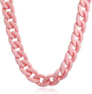 Fashion Multicolor Acrylic Figaro Chain Necklace Cuban Thick Chunky Resin Link Curb Chain Necklace for Women Girl Party Festival Jewelry