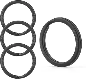 FEGVE Titanium Key Rings Split Rings 4 Packs, for Home Car Keys Organization, Sandblasted (Black - 20mm / 0.79 inch)