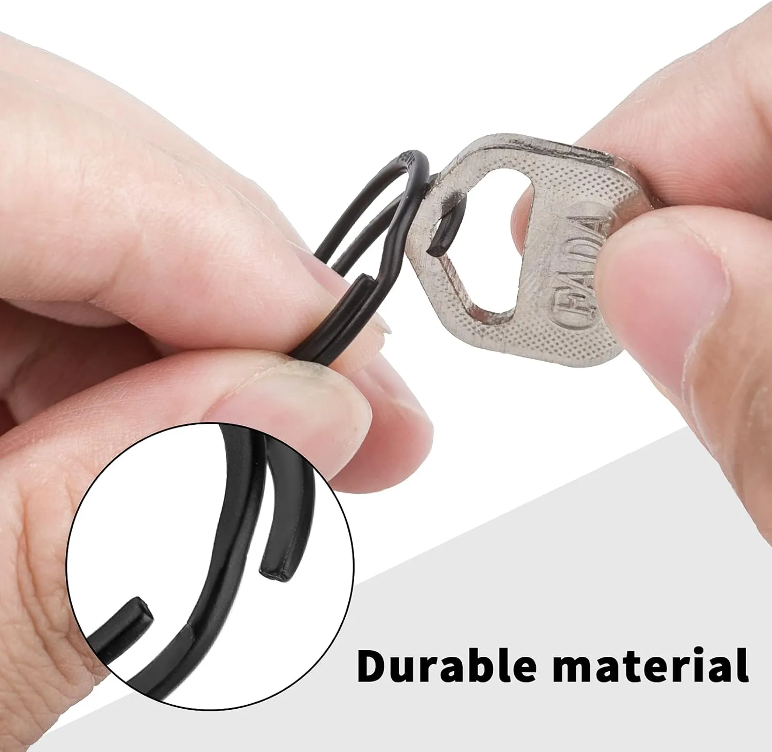 FEGVE Titanium Key Rings Split Rings 4 Packs, for Home Car Keys Organization, Sandblasted (Black - 20mm / 0.79 inch)