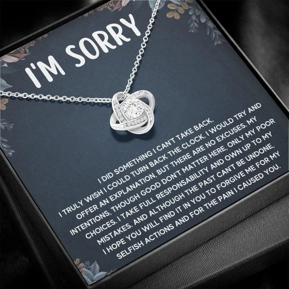 FG Family Gift Mall Im Sorry Gifts For Her, Apology Gifts For Her, I Love You I'm Sorry Gift, Giant Sorry Forgiveness Necklace with Message Card and Gift Box