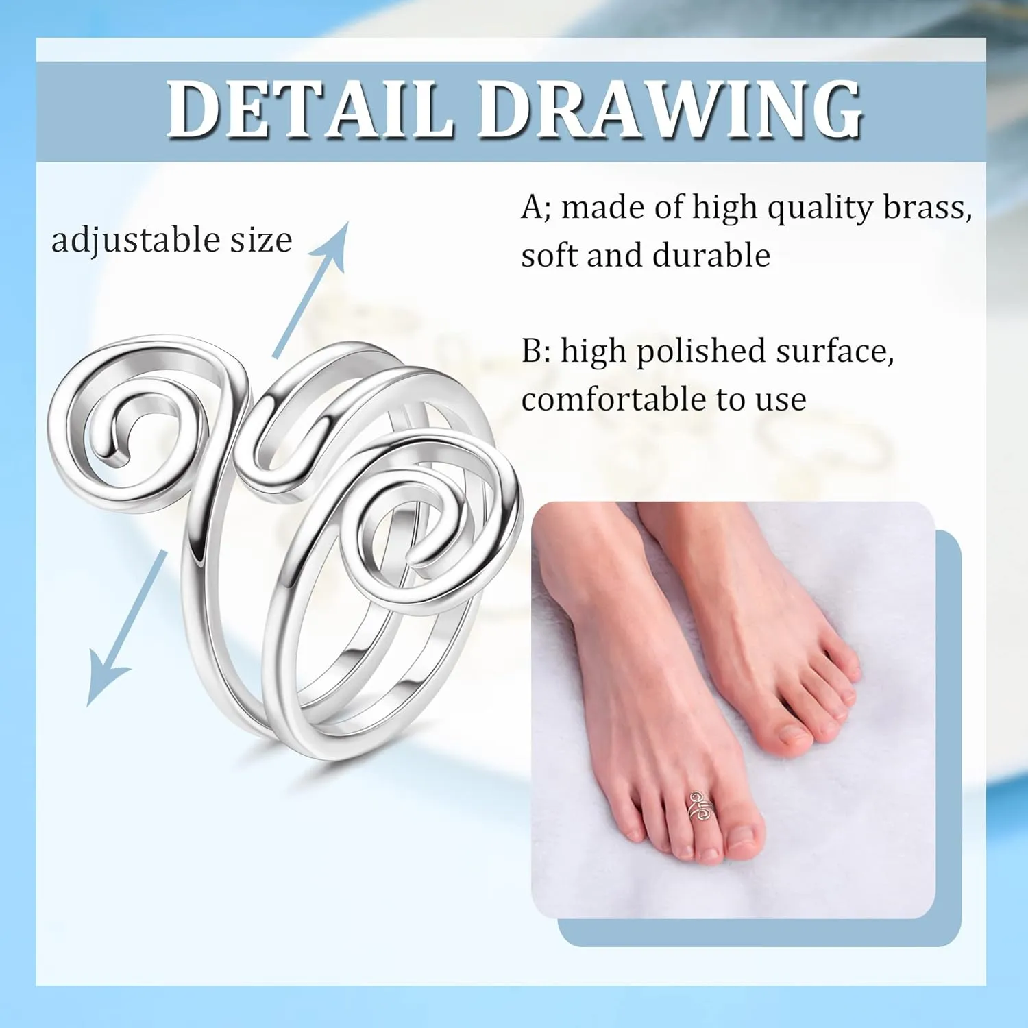 FIBO STEEL 9 Pcs Adjustable Toe Rings for Women Open African Toe Rings Summer Beach Foot Jewelry