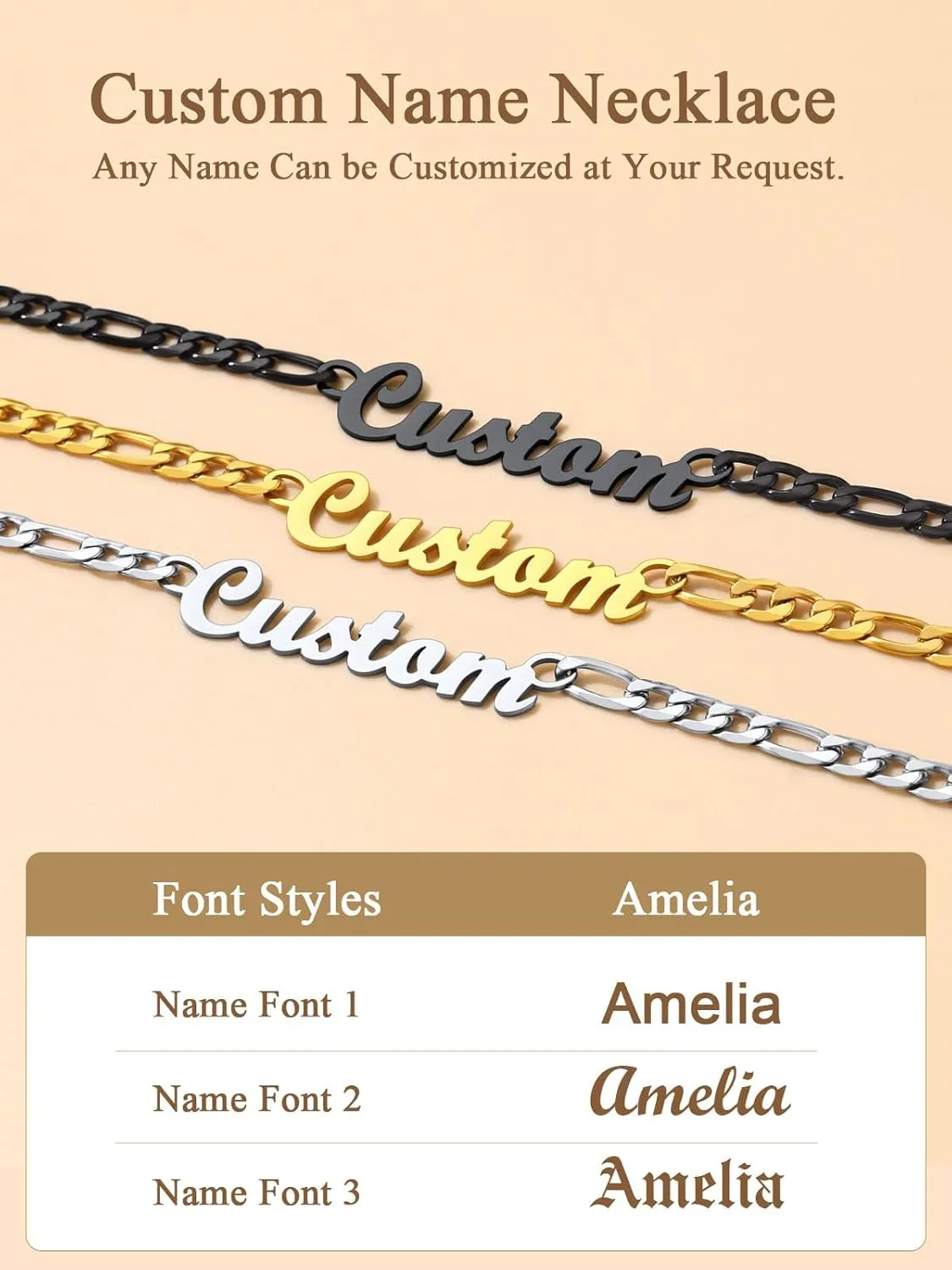 FindChic Custom Name Necklace Personalized Stainless Steel Layered Necklace for Women Girls Gold Plated/Black Name Plate Jewelry Gift for Gf Mom Daughter, with Gift Box