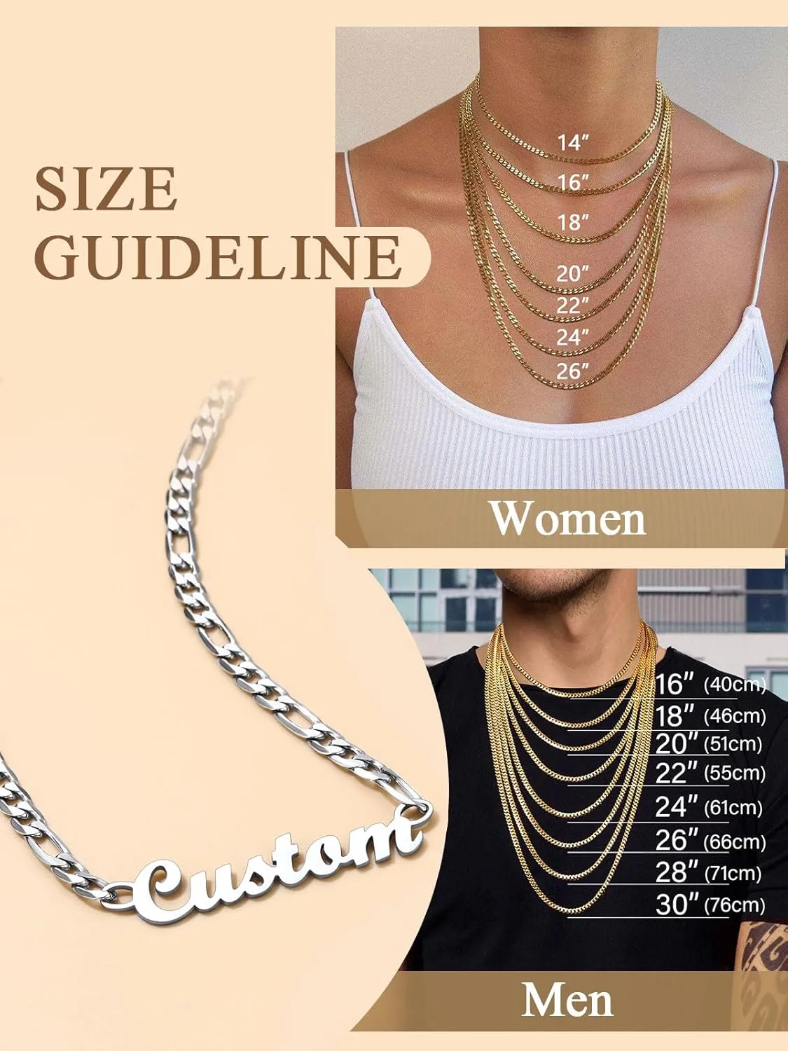 FindChic Custom Name Necklace Personalized Stainless Steel Layered Necklace for Women Girls Gold Plated/Black Name Plate Jewelry Gift for Gf Mom Daughter, with Gift Box
