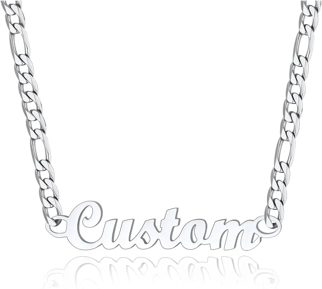 FindChic Custom Name Necklace Personalized Stainless Steel Layered Necklace for Women Girls Gold Plated/Black Name Plate Jewelry Gift for Gf Mom Daughter, with Gift Box
