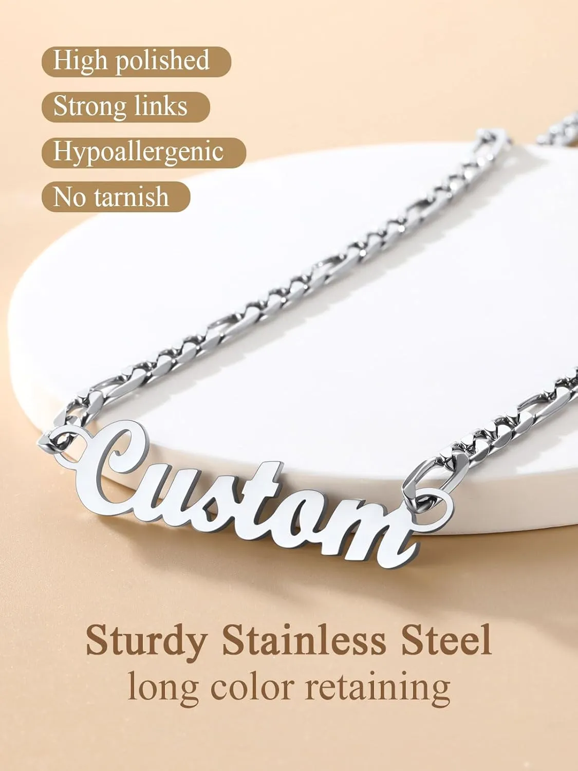 FindChic Custom Name Necklace Personalized Stainless Steel Layered Necklace for Women Girls Gold Plated/Black Name Plate Jewelry Gift for Gf Mom Daughter, with Gift Box