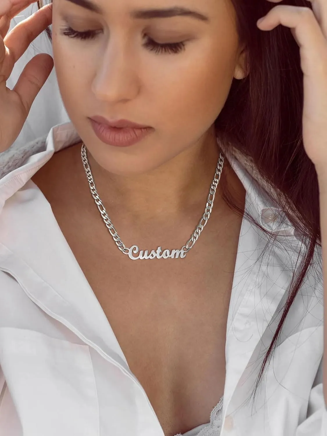 FindChic Custom Name Necklace Personalized Stainless Steel Layered Necklace for Women Girls Gold Plated/Black Name Plate Jewelry Gift for Gf Mom Daughter, with Gift Box