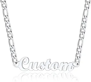 FindChic Custom Name Necklace Personalized Stainless Steel Layered Necklace for Women Girls Gold Plated/Black Name Plate Jewelry Gift for Gf Mom Daughter, with Gift Box