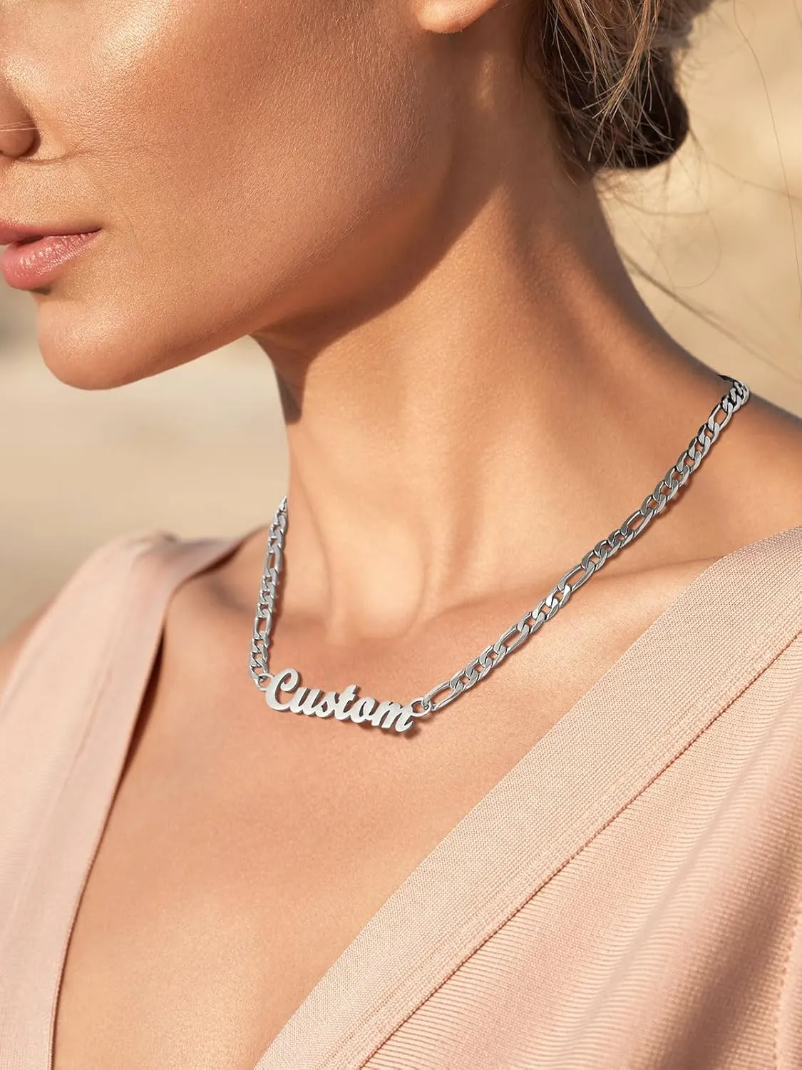 FindChic Custom Name Necklace Personalized Stainless Steel Layered Necklace for Women Girls Gold Plated/Black Name Plate Jewelry Gift for Gf Mom Daughter, with Gift Box