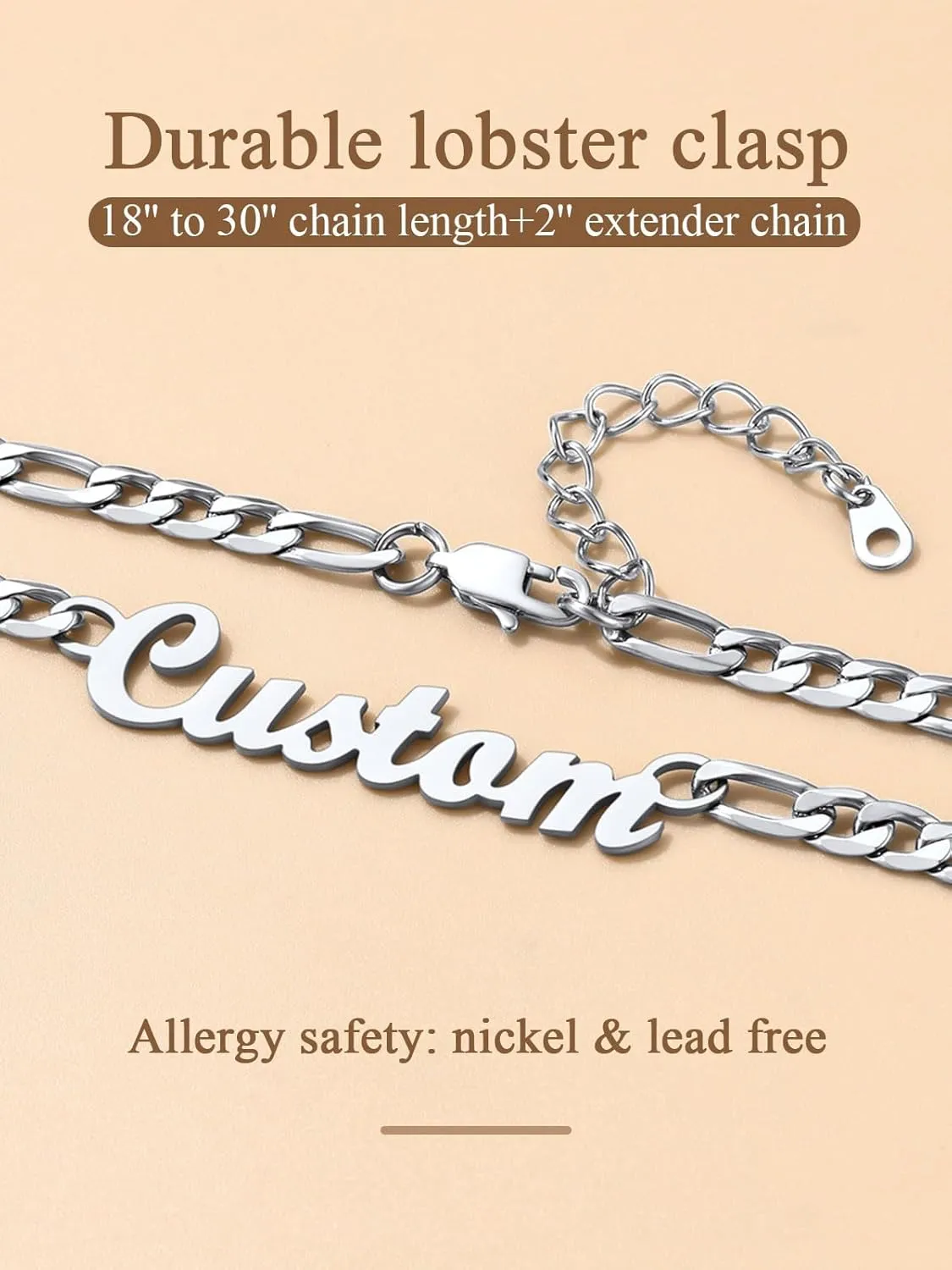 FindChic Custom Name Necklace Personalized Stainless Steel Layered Necklace for Women Girls Gold Plated/Black Name Plate Jewelry Gift for Gf Mom Daughter, with Gift Box