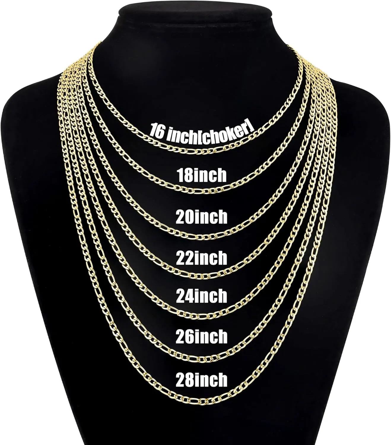 Fiusem Gold Plated Cross Necklace for Men, Stainless Steel Mens Cross Necklaces with 3.5mm Figaro Chain, Pendant Chain 16-24 Inches