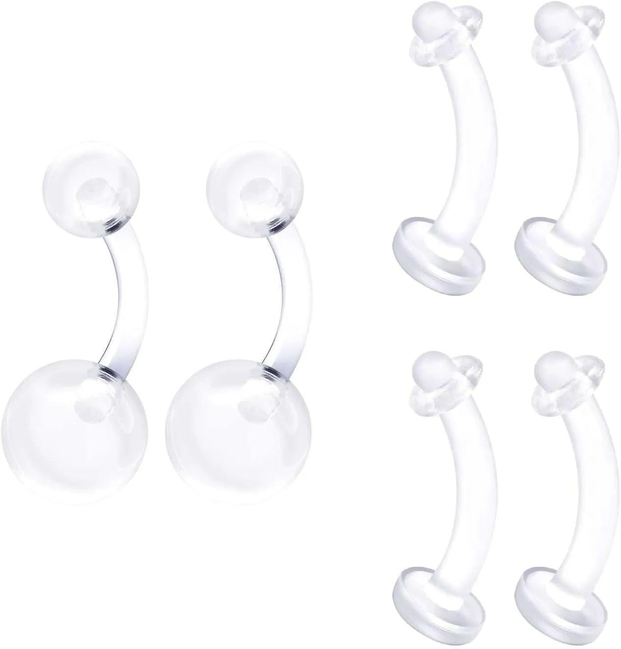Flexible Acrylic Clear Belly Button Ring Retainer 14 Gauge Navel Bar Earrings Piercing Jewelry See More Sizes