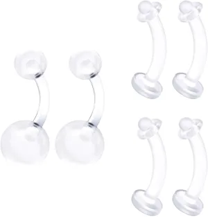 Flexible Acrylic Clear Belly Button Ring Retainer 14 Gauge Navel Bar Earrings Piercing Jewelry See More Sizes