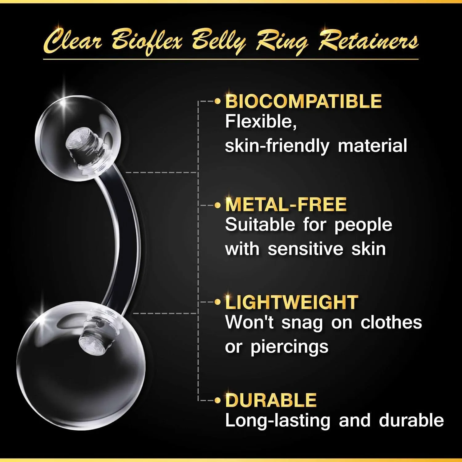 Flexible Acrylic Clear Belly Button Ring Retainer 14 Gauge Navel Bar Earrings Piercing Jewelry See More Sizes