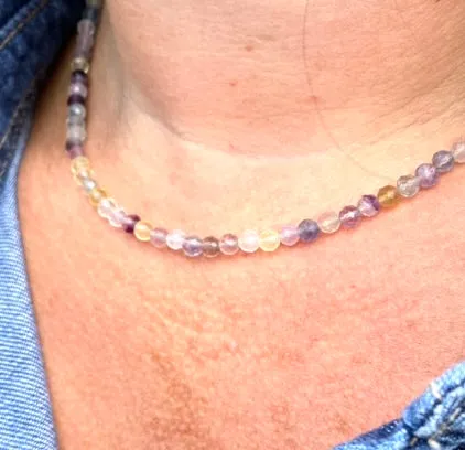 Fluorite Dainty Beaded Necklace