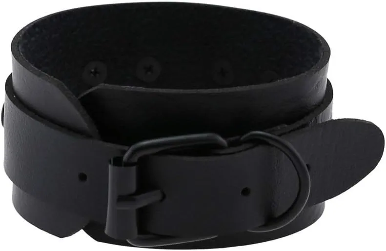 FM FM42 Punk Gothic Multicolor PU Simulated Leather Heart Ring 4cm(1.57") Wide Bracelet