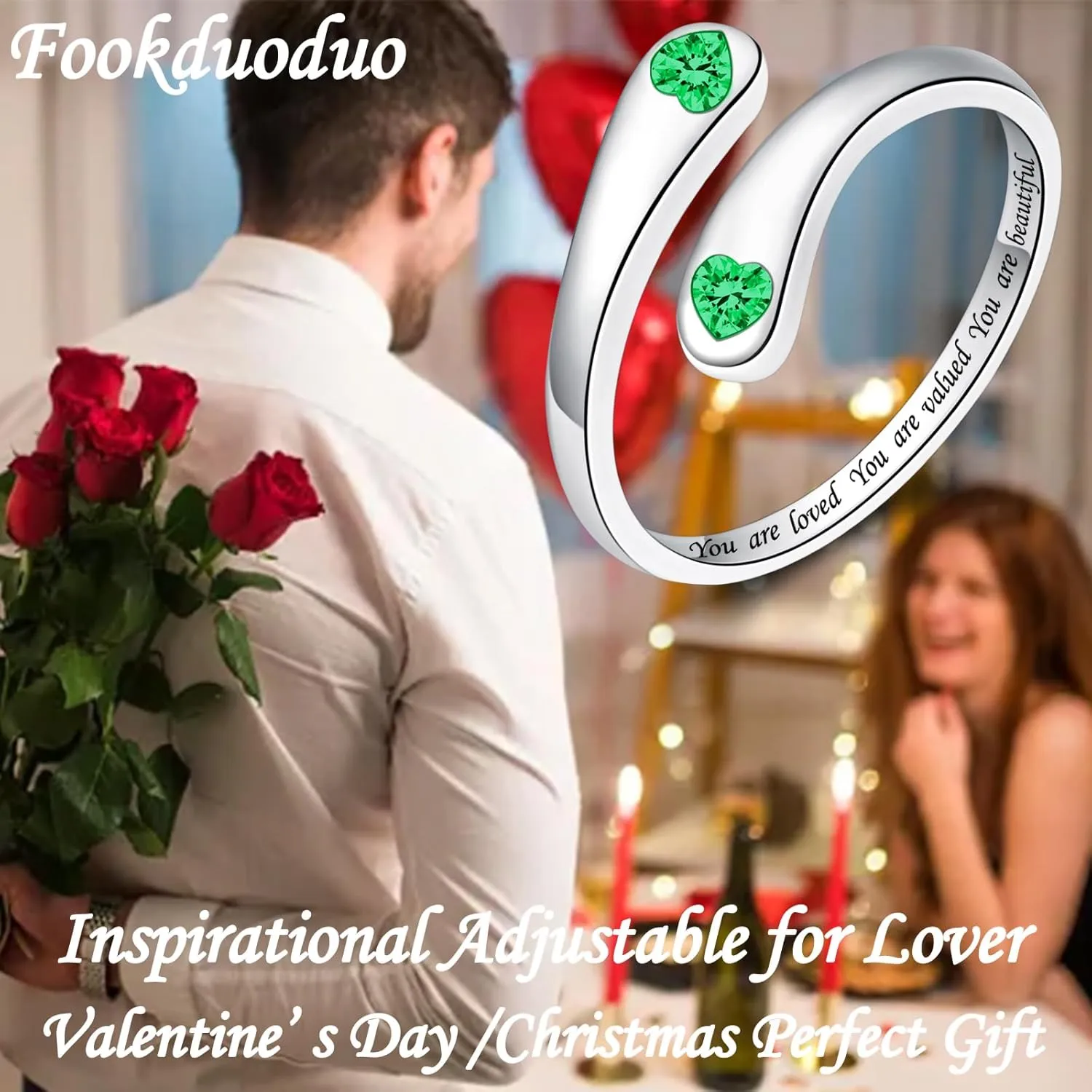 Fookduoduo 925 Sterling Silver Ring Inspirational Jewelry adjustable Wrap Open Rings for Women