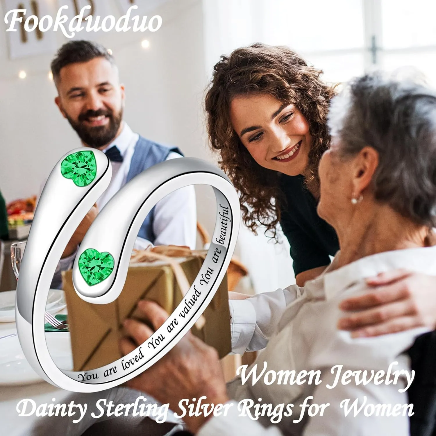 Fookduoduo 925 Sterling Silver Ring Inspirational Jewelry adjustable Wrap Open Rings for Women
