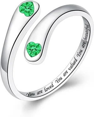 Fookduoduo 925 Sterling Silver Ring Inspirational Jewelry adjustable Wrap Open Rings for Women