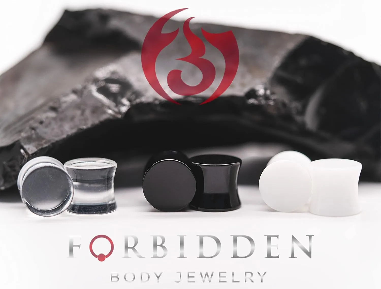 Forbidden Body Jewelry 8mm - 14mm Acrylic Ear Gauges, Solid Double Flared Saddle Plug Earrings Sold in Pairs